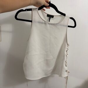 rag & bone Cream Tank Top with Side Lace-Up Detail